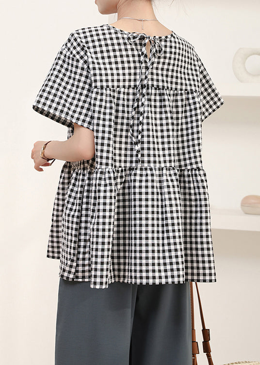 Shirt Grey Summer Oversized Cotton Art Plaid