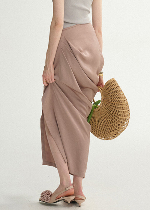 Summer Elegant Skirts Starch Lotus Side Wrinkled Root Silk Open