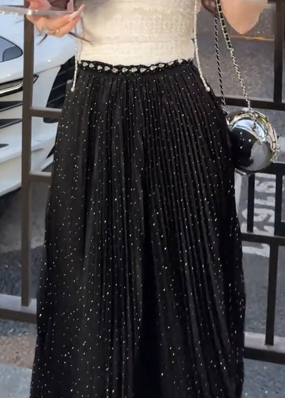 Summer Wrinkled Zircon New Tulle Skirts Black Maxi