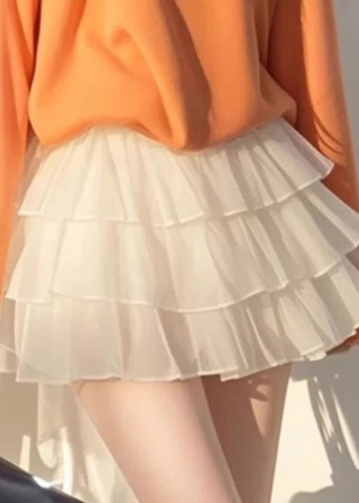 White Cotton New Set Two Orange And Tulle Skirts Piece Tops Bow