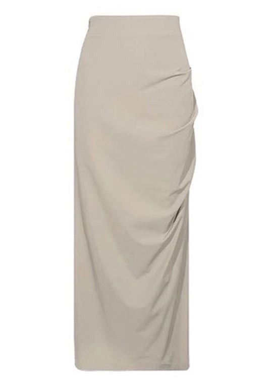 Fit Khaki Side Skirts Waist Cotton Summer High Open Slim