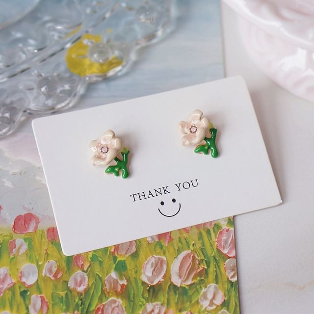 / Earring Butterfly Stud Alloy Floral