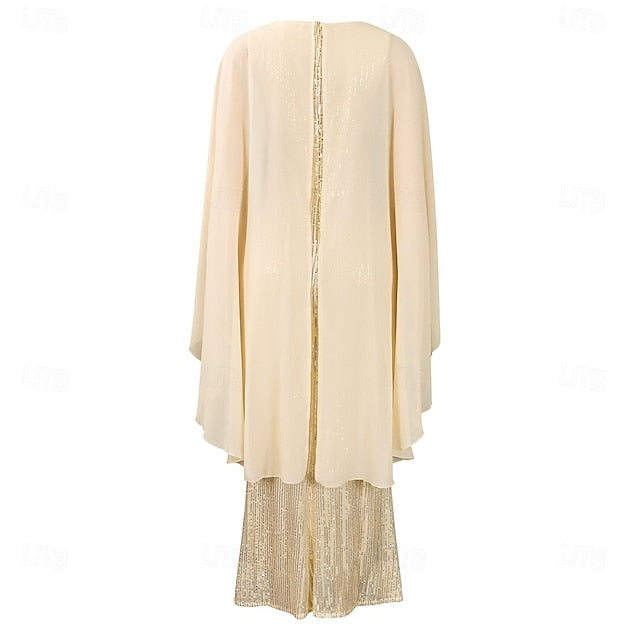 Length Crew Elegant Dress of the Floor Mother Neck Bride