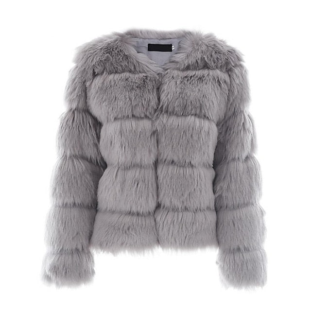 Fur Women's Active Street Elegant Coat Comfortable Faux