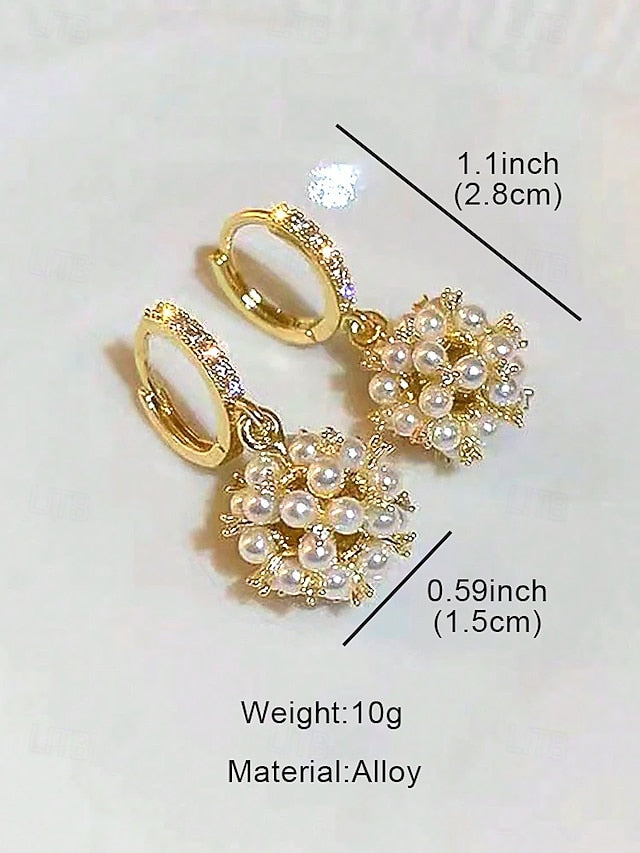 - Imitation Gold Women's String Plated Earrings Pearl