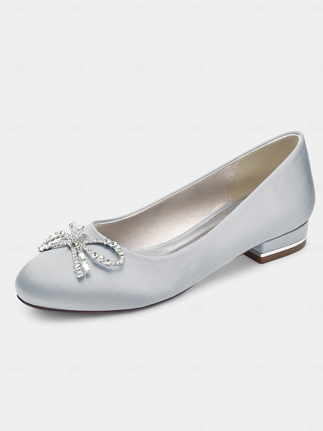 - Women's Round-Toe Rhinestone Bow Embellished Flats