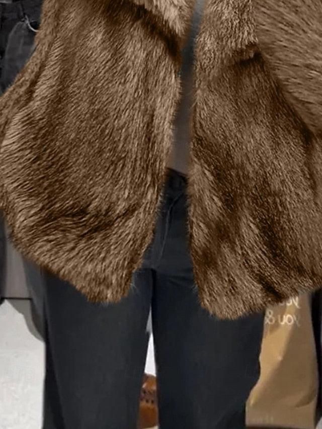 Coat Fur Women's Warm Comfortable Furs Leathers Faux