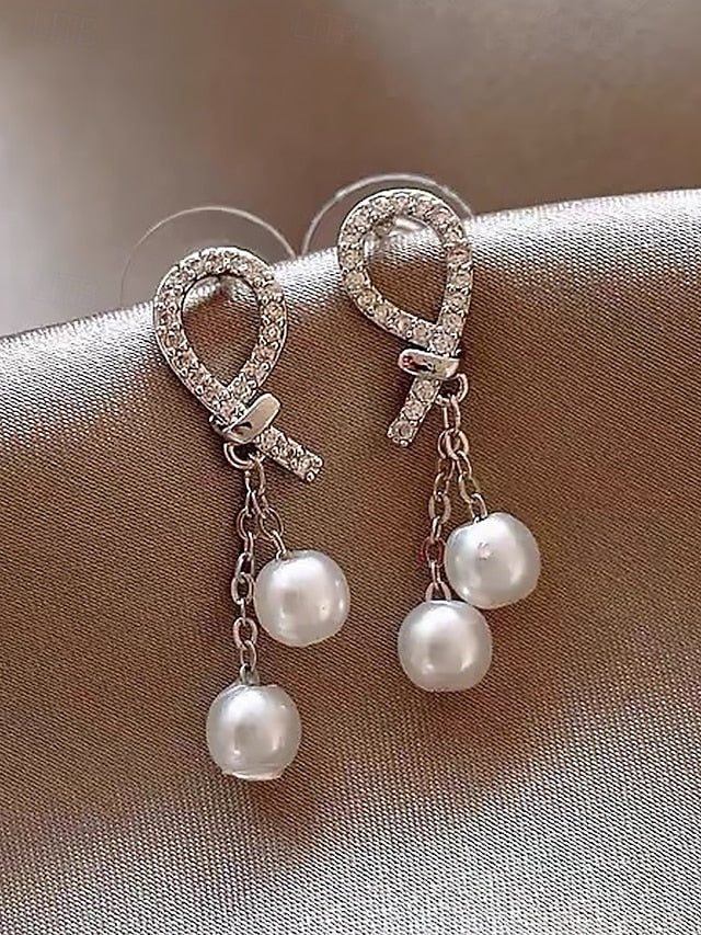 with rhinestone earrings imitation pearl teardrop Women's