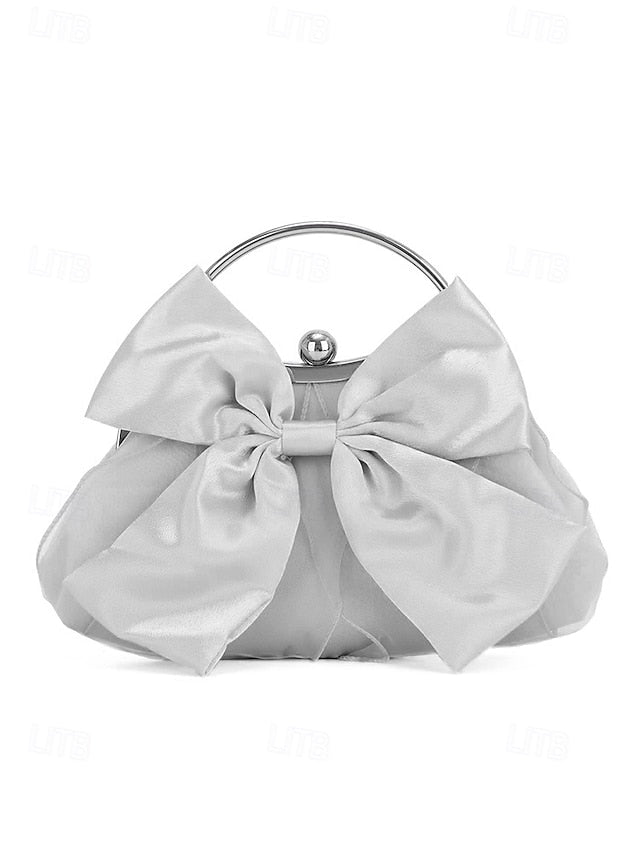 Satin Bow Women's Elegant – Pearl Evening Bag Clutch