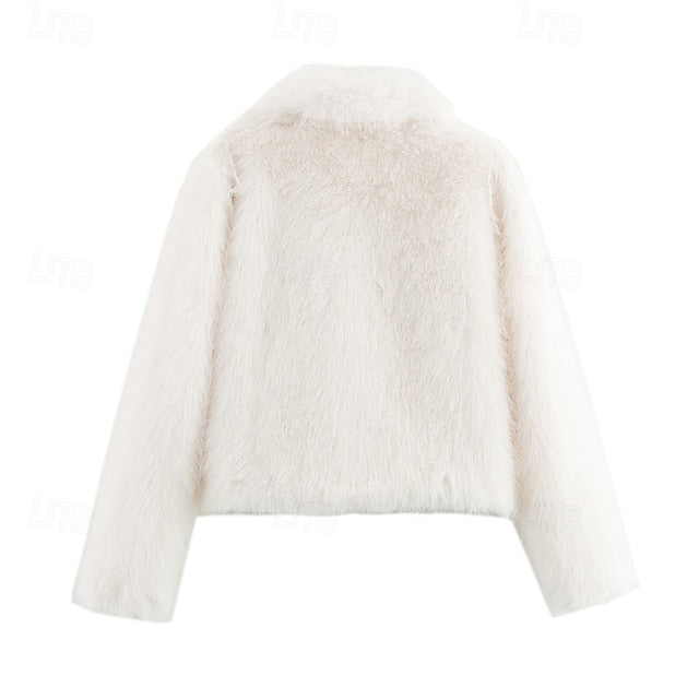 Women's Buttons Faux Furs Comfortable Warm Fur Coat