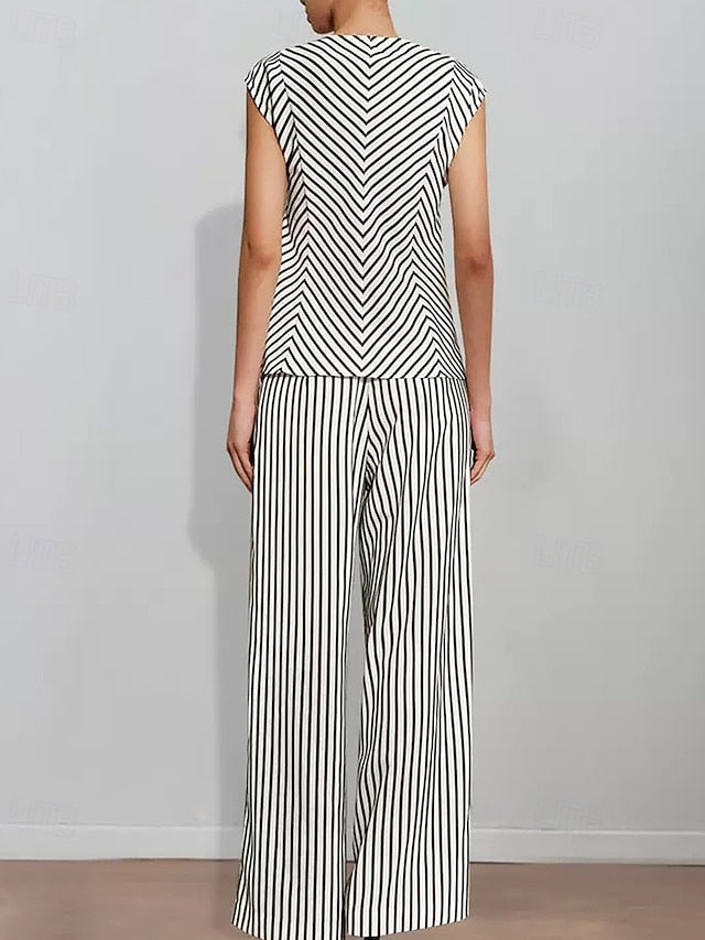 Striped of Piece the Mother Bride Pantsuit Print Two