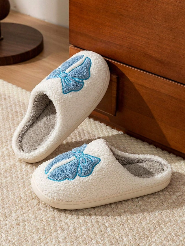 Women's - with Red Soft and Design White Bowknot Slippers