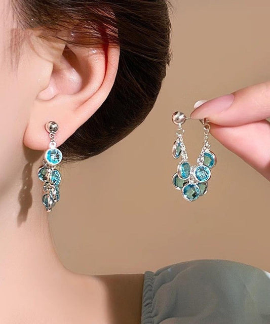 Blue 2025 Earrings Hoop New Copper Alloy Crystal
