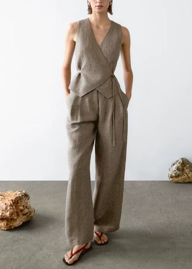 Neck Tops 2025 V Two Pants Summer Pieces Set And New