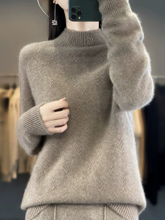 Pure Half-Turtleneck Sweater Color Women Casual Autumn