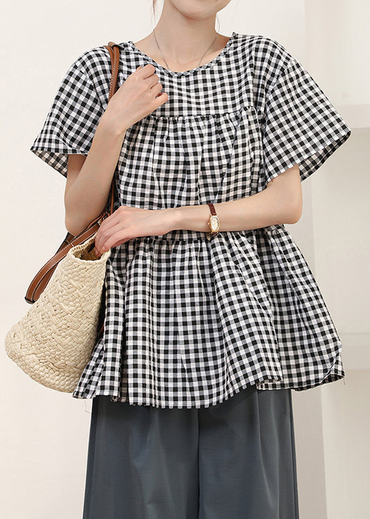 Shirt Grey Summer Oversized Cotton Art Plaid