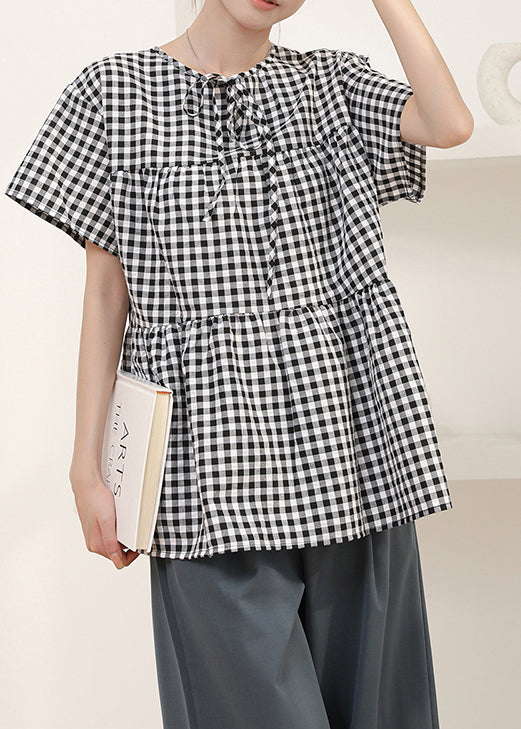 Shirt Grey Summer Oversized Cotton Art Plaid