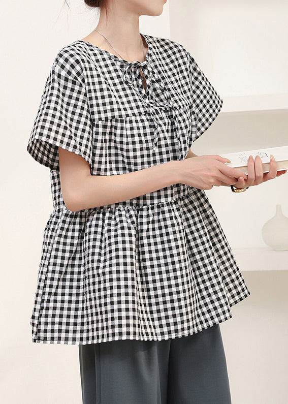 Shirt Grey Summer Oversized Cotton Art Plaid