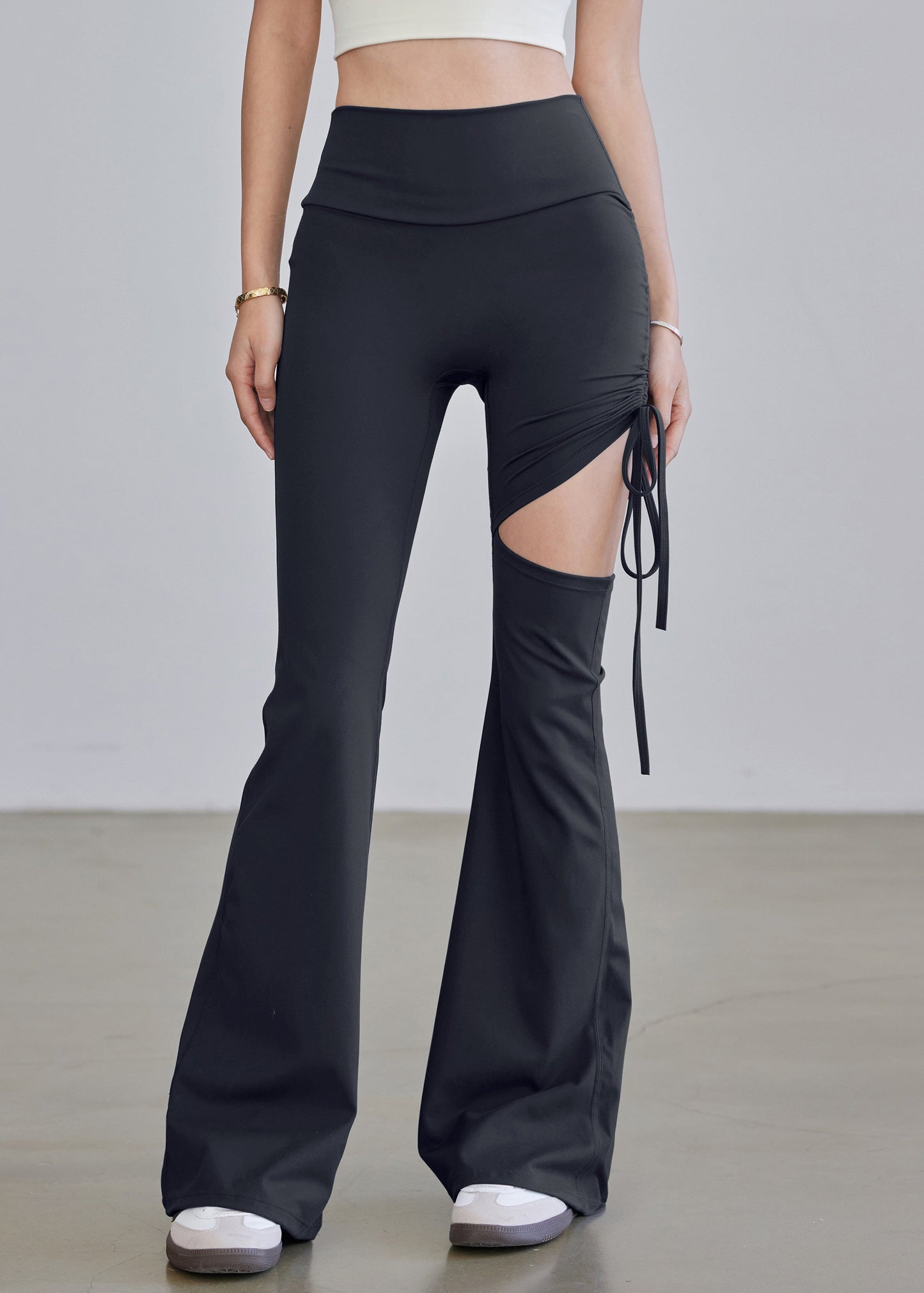 Out Waist Drawstring Blue High Hollow Yoga Pants Beautiful