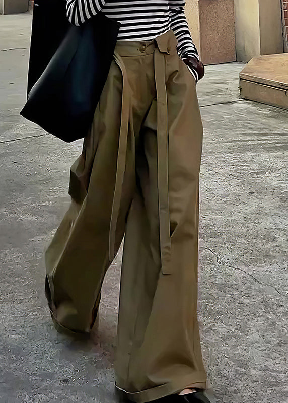 Waist Pants Leg Design Casual Cotton High Khaki Original Wide