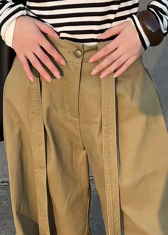 Waist Pants Leg Design Casual Cotton High Khaki Original Wide