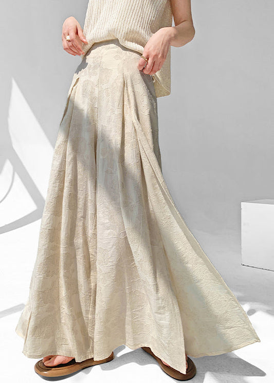 Chic Summer Cotton Open Apricot Pants Skirt Side Zippered