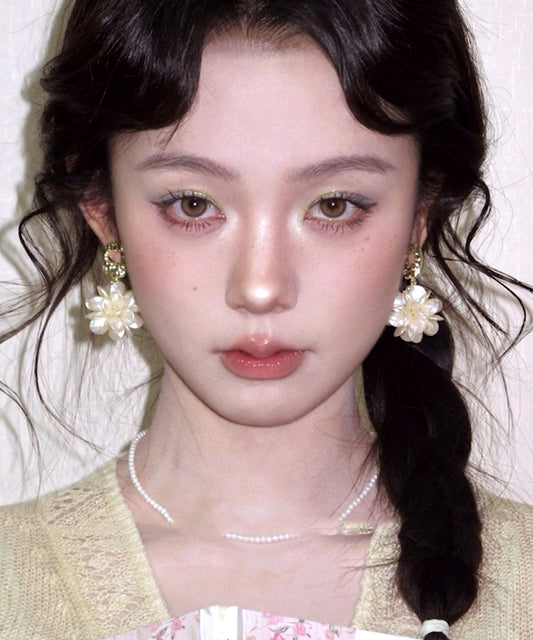 Alloy Resin Earrings Chic Drop Floral Gold Copper