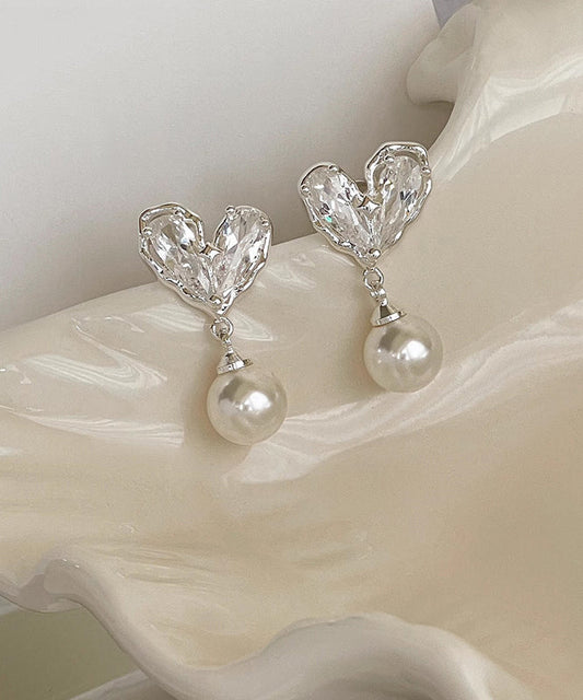 Pearl Drop Chic Overgild Earrings White Copper Love