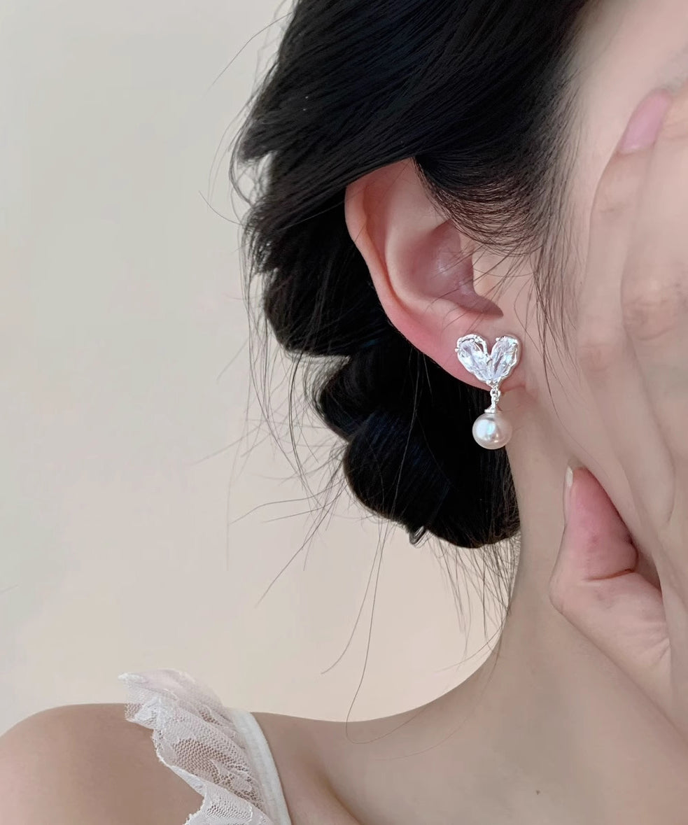 Pearl Drop Chic Overgild Earrings White Copper Love