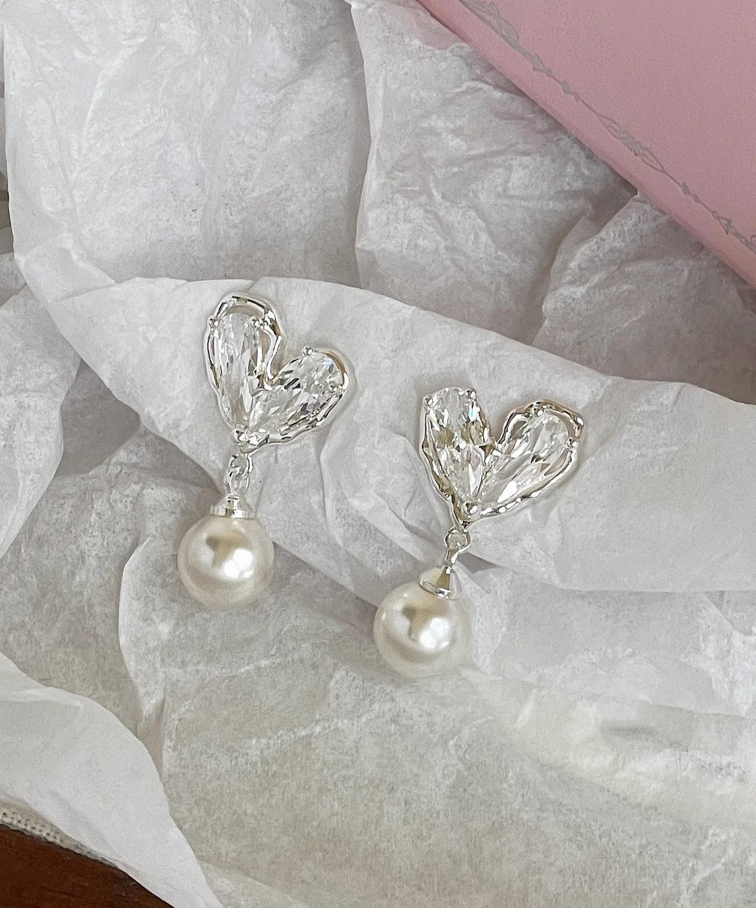 Pearl Drop Chic Overgild Earrings White Copper Love