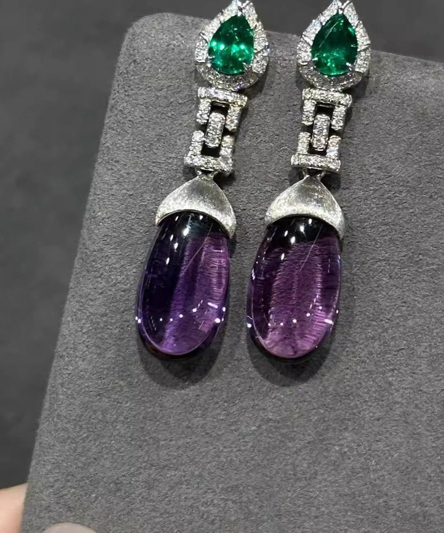 Crystal Colorblock Drop Alloy Zircon Classy Gem Stone Earrings