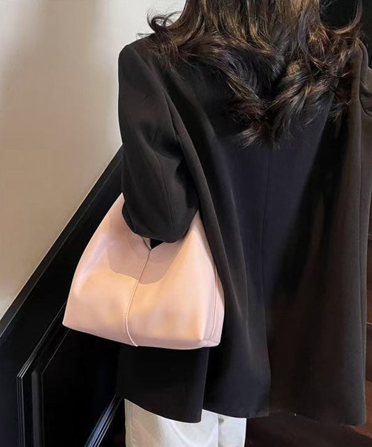 Elegant Faux Pink Tote Solid Durable Leather Handbag