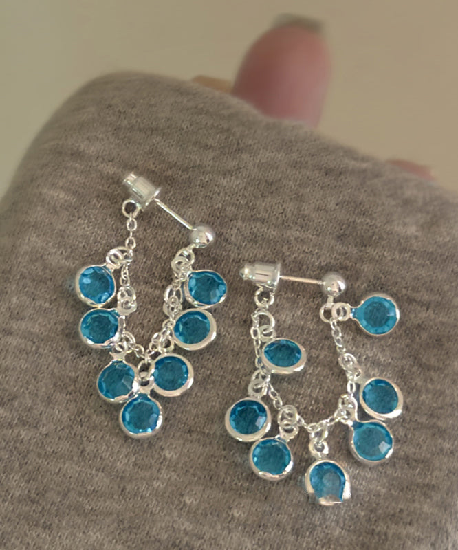 Tassel Fashion Grapes Copper Drop Blue Of Crystal Earrings Bunch