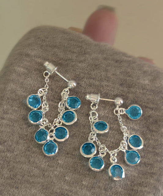 Tassel Fashion Grapes Copper Drop Blue Of Crystal Earrings Bunch