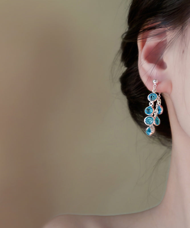 Tassel Fashion Grapes Copper Drop Blue Of Crystal Earrings Bunch