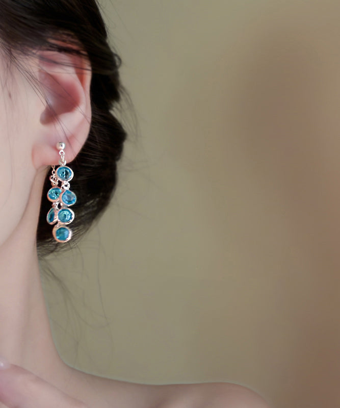 Tassel Fashion Grapes Copper Drop Blue Of Crystal Earrings Bunch