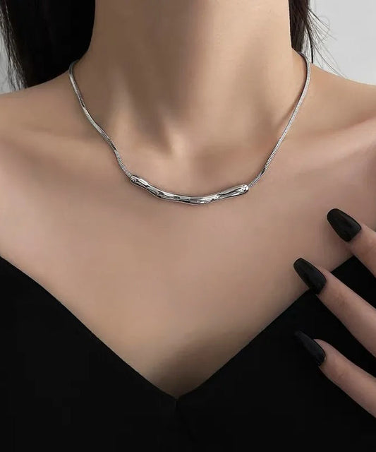 Necklace Asymmetrical Wrinkled Copper Silk Fine