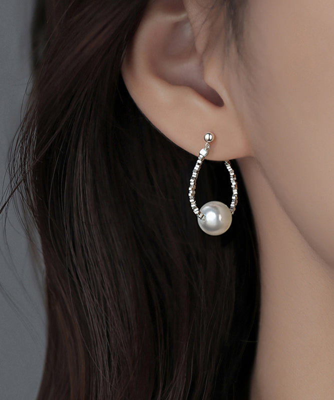 Pearl Hoop Sterling Broken Earrings Silver Silk Fine