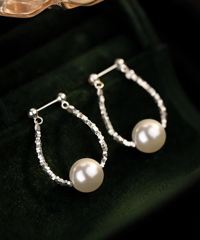 Pearl Hoop Sterling Broken Earrings Silver Silk Fine