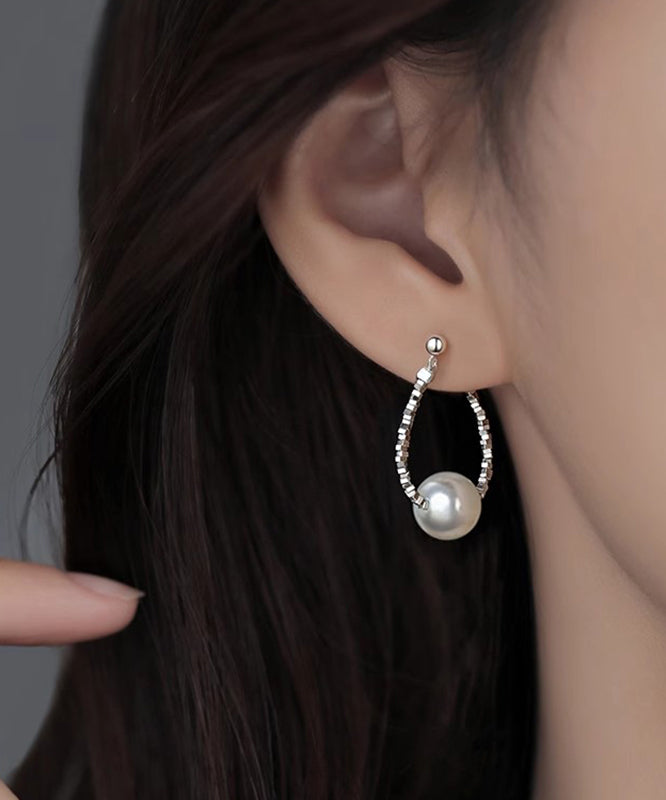 Pearl Hoop Sterling Broken Earrings Silver Silk Fine