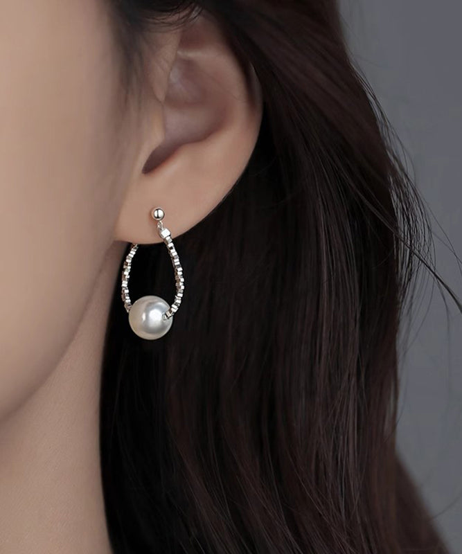 Pearl Hoop Sterling Broken Earrings Silver Silk Fine