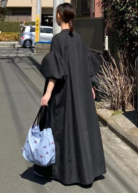 French Sleeve Lantern White Shirt Dresses Oversized Cotton