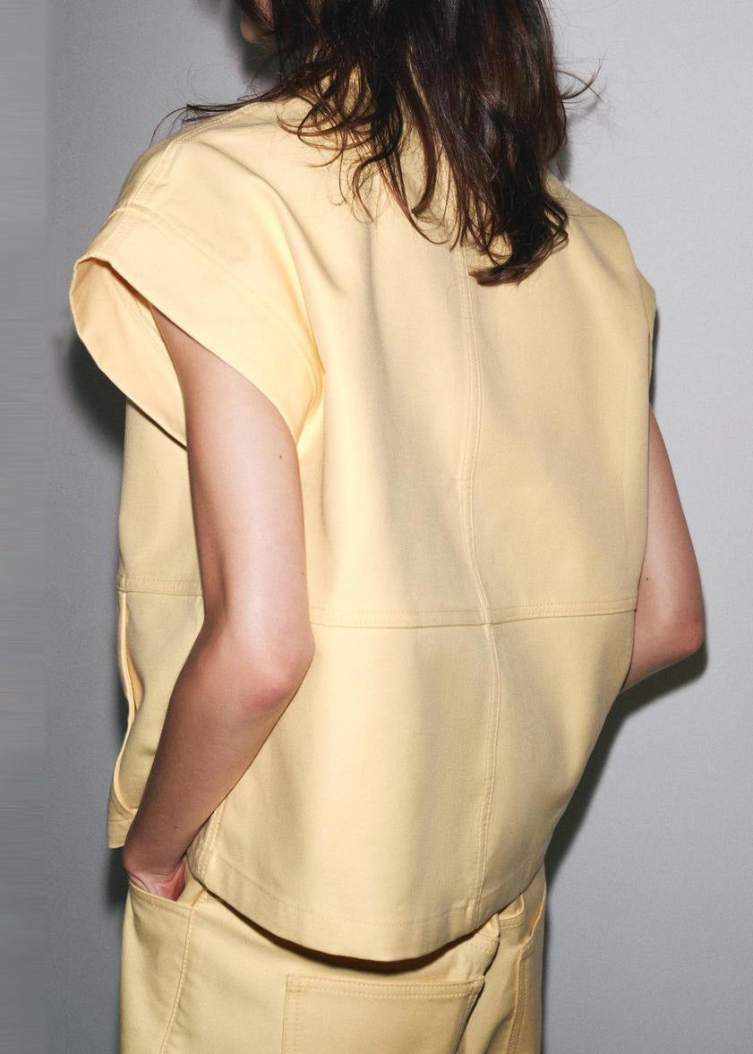 Two Tops Cotton Collar Pants Peter Pan Yellow Pieces French And