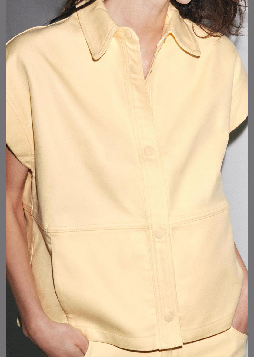 Two Tops Cotton Collar Pants Peter Pan Yellow Pieces French And