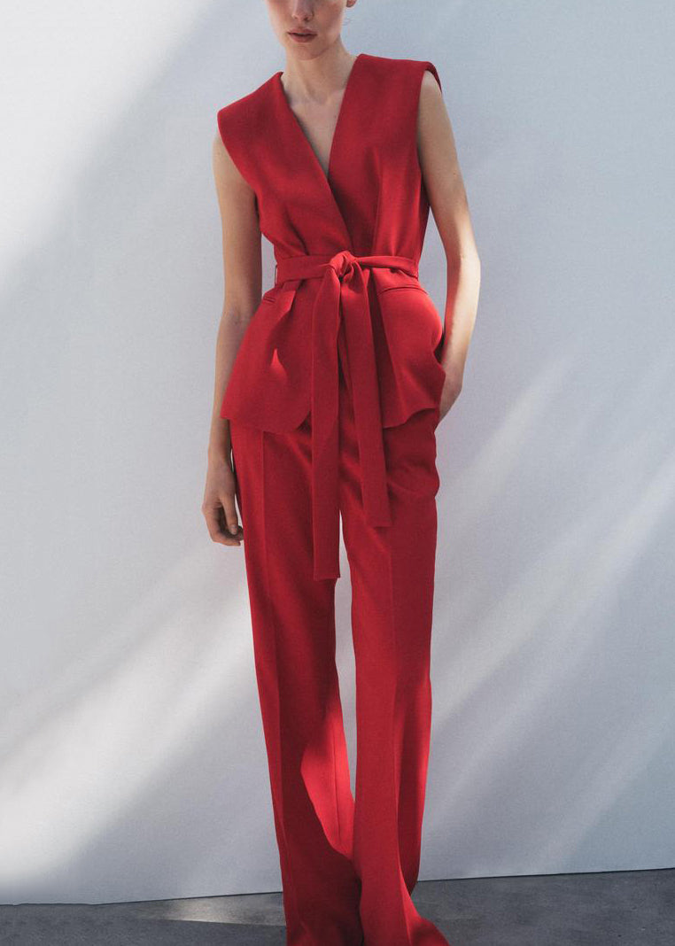 Lace White Neck And Waistcoat V Up Two Spandex Italian Pants