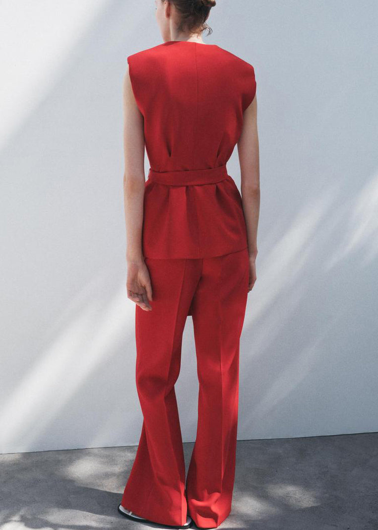 Lace White Neck And Waistcoat V Up Two Spandex Italian Pants