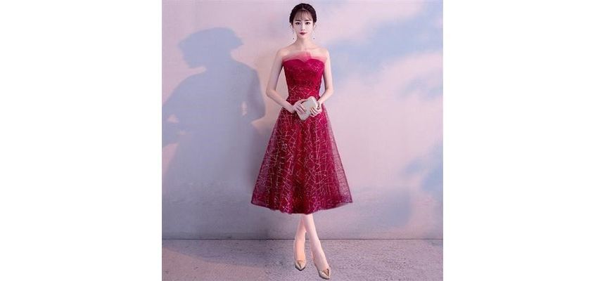 Strapless Glitter Mesh Cocktail Dress