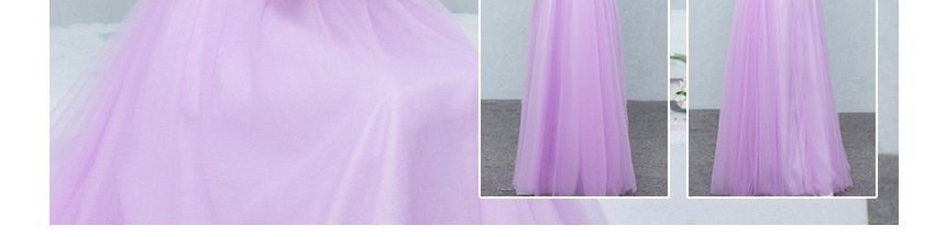 Elbow-Sleeve Mesh Panel Maxi A-Line Bridesmaid Dress