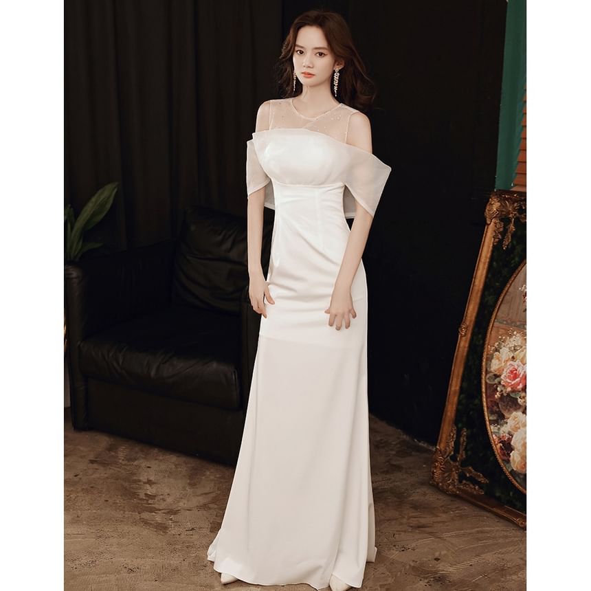 Cold Shoulder Cold Shoulder Plain Mermaid Evening Dress