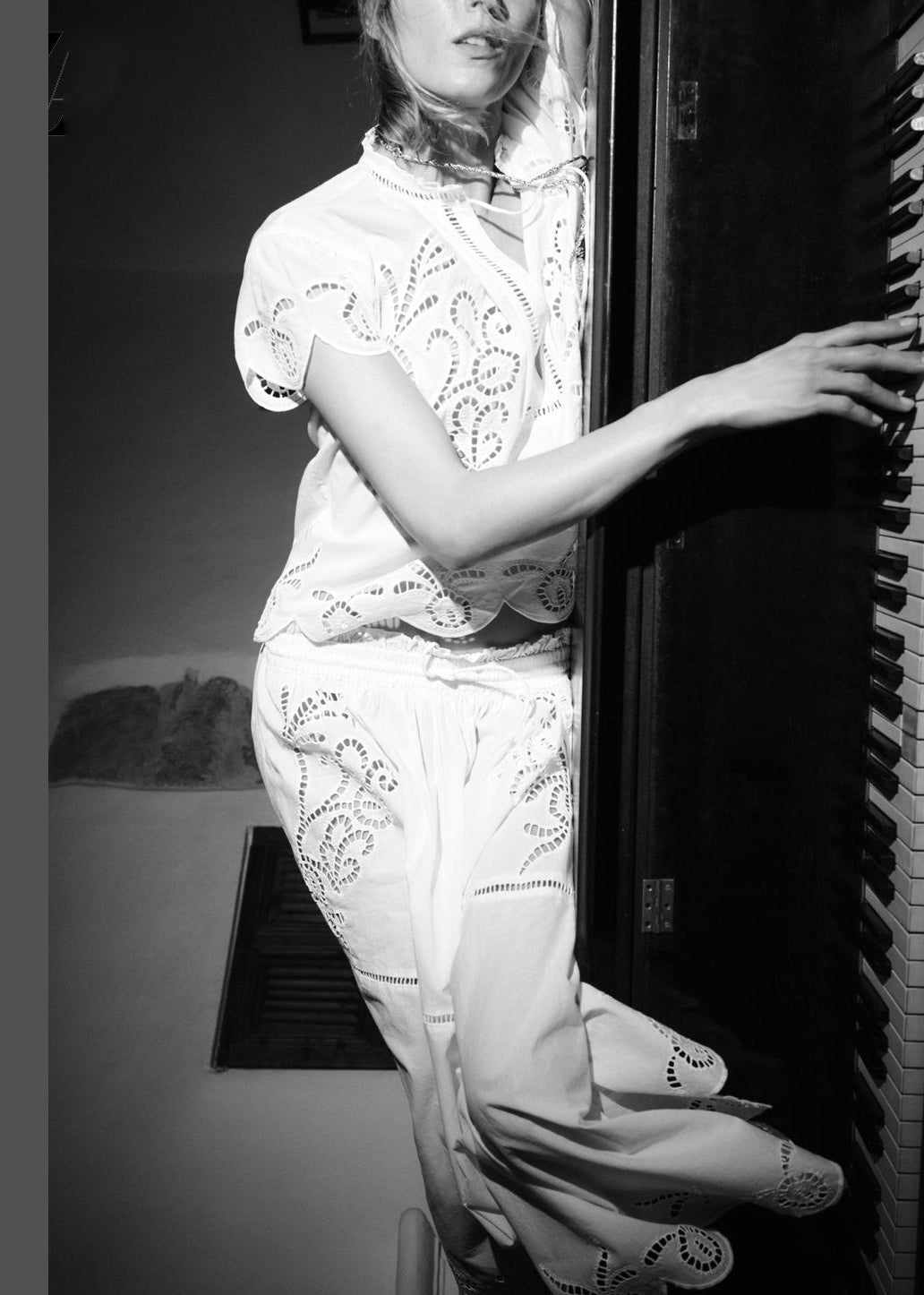 Cotton Loose White Shirts Two Out And Set Hollow Skirts Pieces